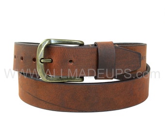 Ceinture de travail en cuir - Ceinture robuste - Livraison gratuite - Cuir de bride anglais pleine fleur - Aniline Oil Pull-Up - 1,5 pouces