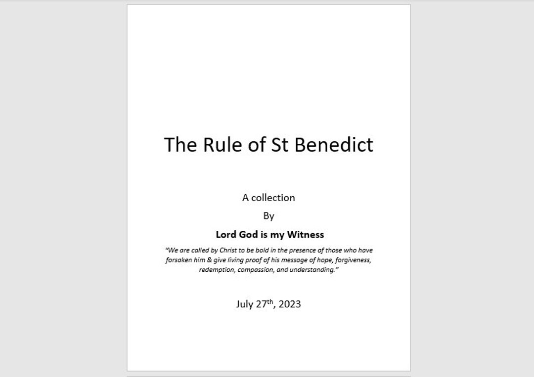 The Rule of Saint Benedict Booklet PDF Print File for Download Etsy