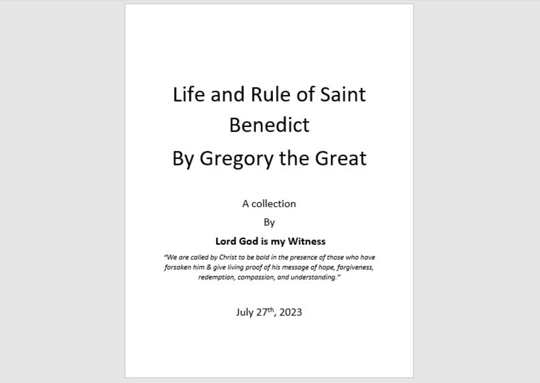 Life and Rule of Saint Benedict Booklet PDF Print File for Download Etsy