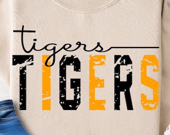 Tigers Mascot Team Png, Retro Distressed Design Png, Tigers Mascot Design Png, Letters Football Design Png, Sublimation Design, Sport Png