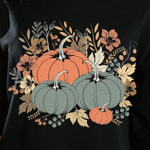 Boho Pumpkins Fall PNG, Retro Fall Png, Pumpkin Season Png, Fall Flower Pumpkin, Fall Shirt, Autumn Vibes Png, Fall Sublimation