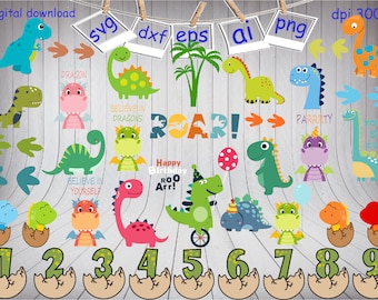 May include: A set of 10 colorful dinosaur illustrations, including a green dinosaur riding a unicycle, a purple dragon with a crown, and a red dinosaur with a green egg. The illustrations are perfect for a dinosaur-themed party or craft project.