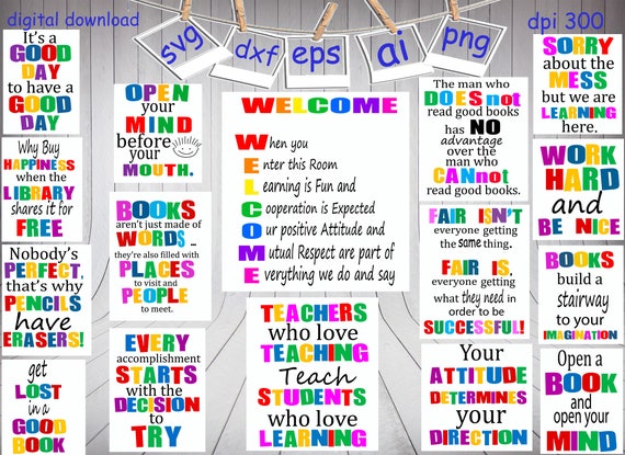 Teacher Poster Bundle Svgmotivational Poster Svg Classroom Etsy