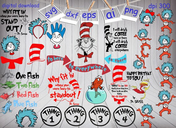 Download Cat In The Hat Svg Thing 1 Svg Thing 2 Svg Why Fit In Dr Etsy Yellowimages Mockups