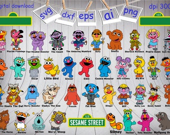 sesame street characters printable etsy