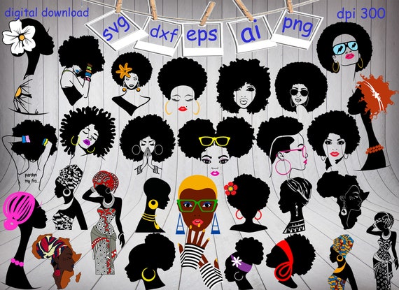 Download 28 Afro Woman Bundle Svg Black Woman Svg Afro Girl Svg | Etsy