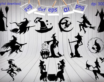 13 Witches svg, Halloween svg, Nightmare svg, Halloween clipart, Witches clipart, Halloween Silhouette Svg