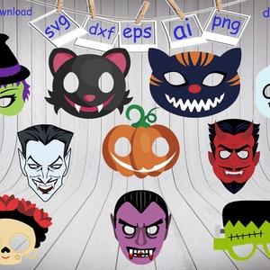 Mask Halloween Svg, Happy Halloween Svg, Halloween Party Svg, Witch Svg, Monsters Svg, Zombies Svg, Bats Svg ,Halloween Silhouette Svg