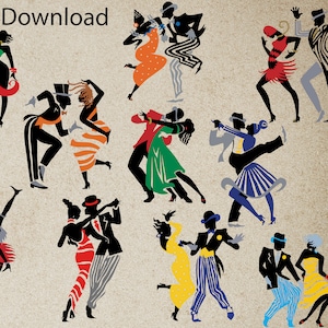 Tanzen Sie Gesellschaftstanz Silhouetten Clipart Clipart Etsy