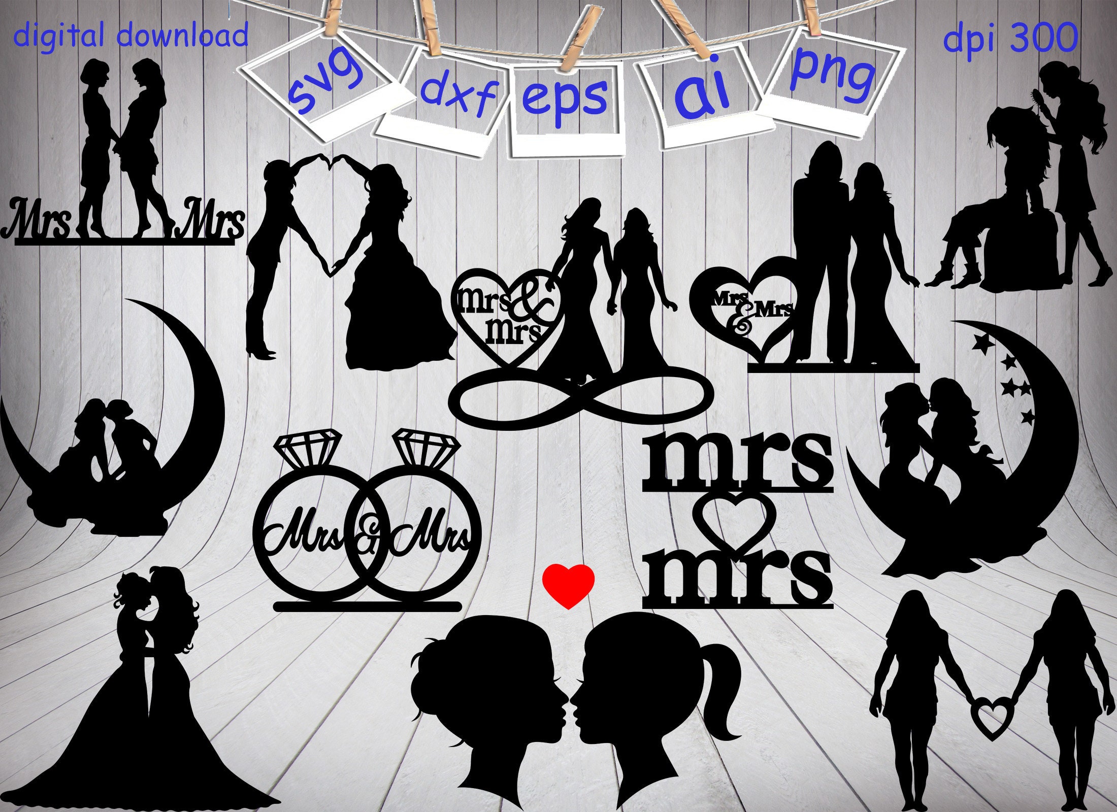 Lesbian Couples Svg , Mrs and Mrs svg, Couples Svg, Lesbian Svg, Love Silhouette Svg, Couple lovers, Couple clipart, Couple silhouette