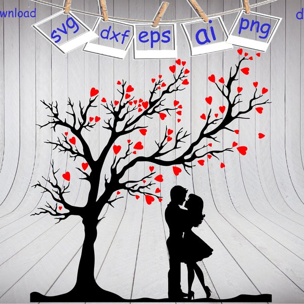 Couple Under love Tree Svg, Romantic Couples Silhouette,Couple svg,Valentines Day svg, Love Silhouette svg, Couple lovers, Couple silhouette