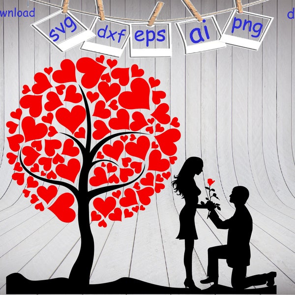 Couple Under love Tree Svg, Romantic Couples Silhouette,Couple svg,Valentines Day svg, Love Silhouette svg, Couple lovers, Couple silhouette