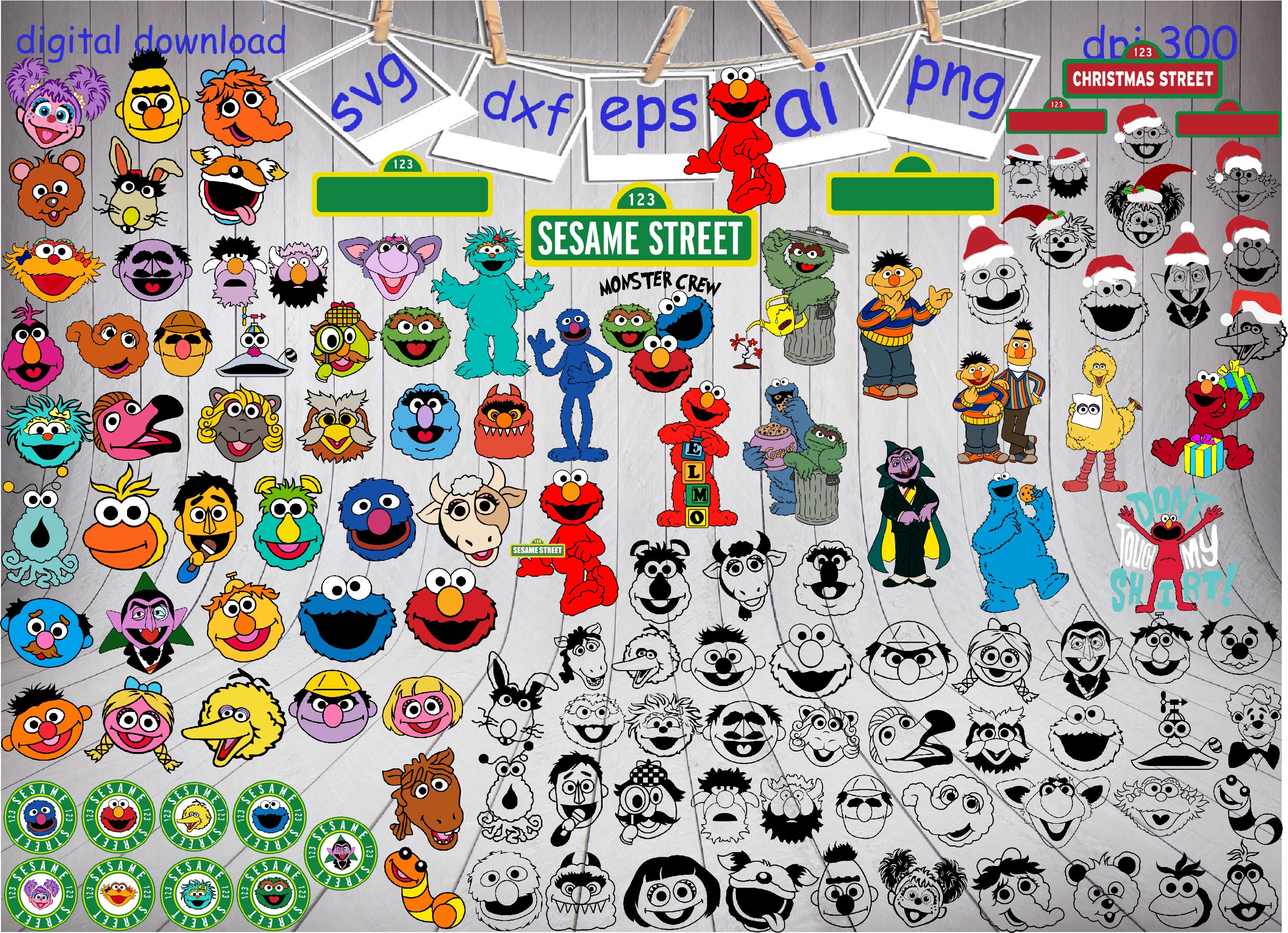 Sesame Street Cutouts, Sesame Street Character Cutouts, Elmo Cutout, B ...