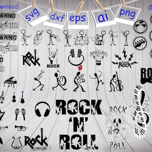 Music Bundle Svg, Musical Instruments Svg, Music Bands Svg, Rock and Roll Svg, Music Silhouette Svg, Vector Files, Clipart, Cutting file