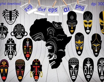 African Ritual Masks Svg, African Mask Svg, Afro Culture Svg, African Continent Svg, Cut files