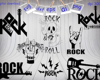 Rock And Roll svg, Rock bundle svg, Rock Forever svg, Lets Rock svg, Guitar Svg, Rock Bands  Svg, Rock Music Svg, Files for cricut