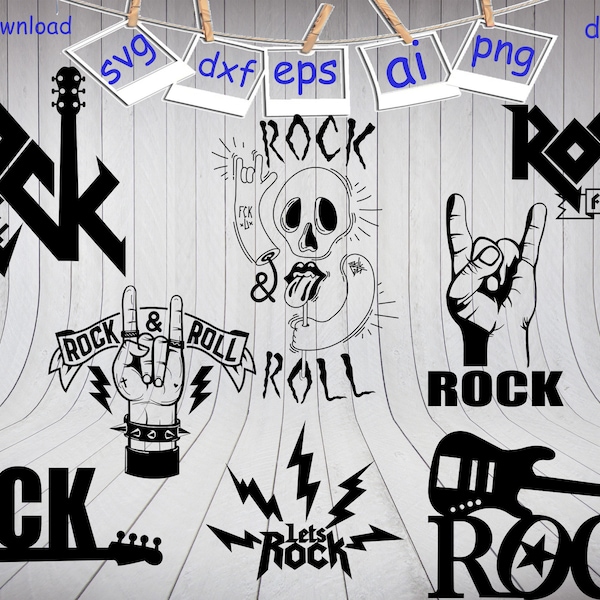 Rock And Roll svg, Rock bundle svg, Rock Forever svg, Lets Rock svg, Guitar Svg, Rock Bands  Svg, Rock Music Svg, Files for cricut