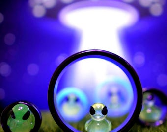 Glow in Dark Alien Ducks Resin Ear Gauges: Flared tunnels and plugs (10-50mm)