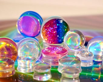 Iridescent Color-Shifting Ear Plugs: Magical Body Jewelry (6mm-50mm)
