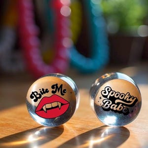 New choose your own design! Double Flare  custom plugs Spooky season fun horror Halloween Gauges  00g 10mm - 2” 50mm