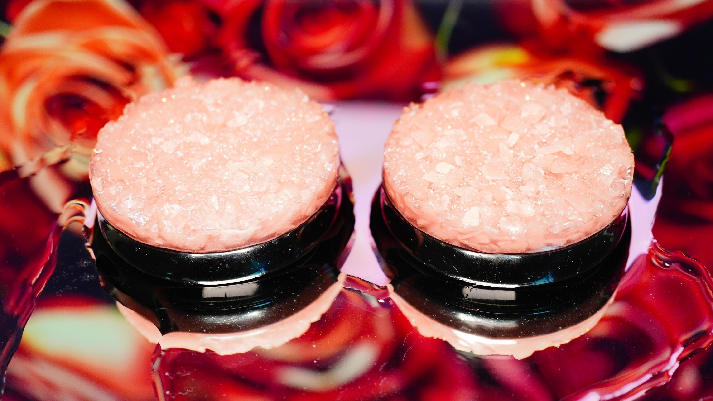 Rose Stones Flared Double Flared Pink Crushed Crystals