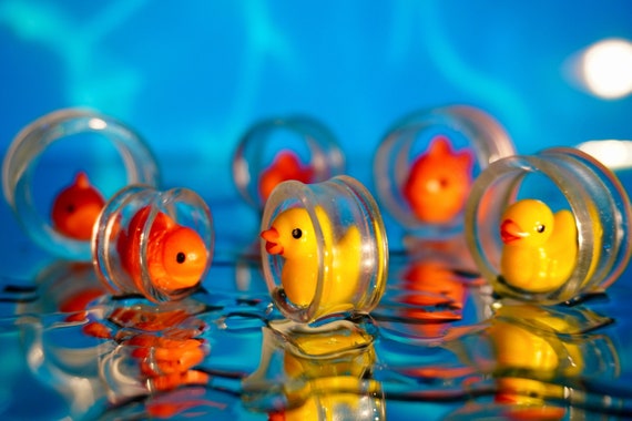 Handmade Duck & Fish Resin Double Flared Tunnels duck plugs (Pair) 10-50mm