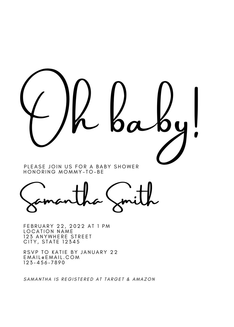 Minimal Baby Shower Invitation Template Baby Shower Etsy