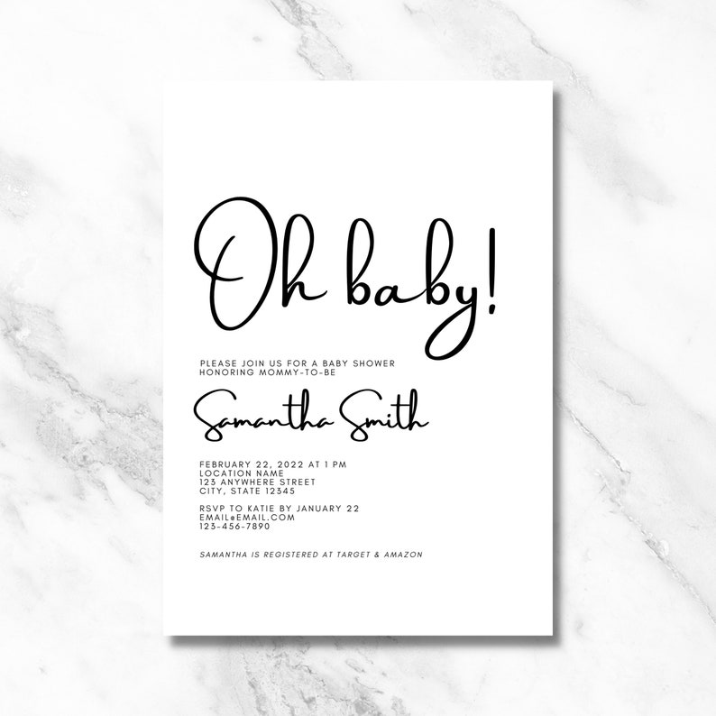 Minimal Baby Shower Invitation Template Baby Shower Etsy