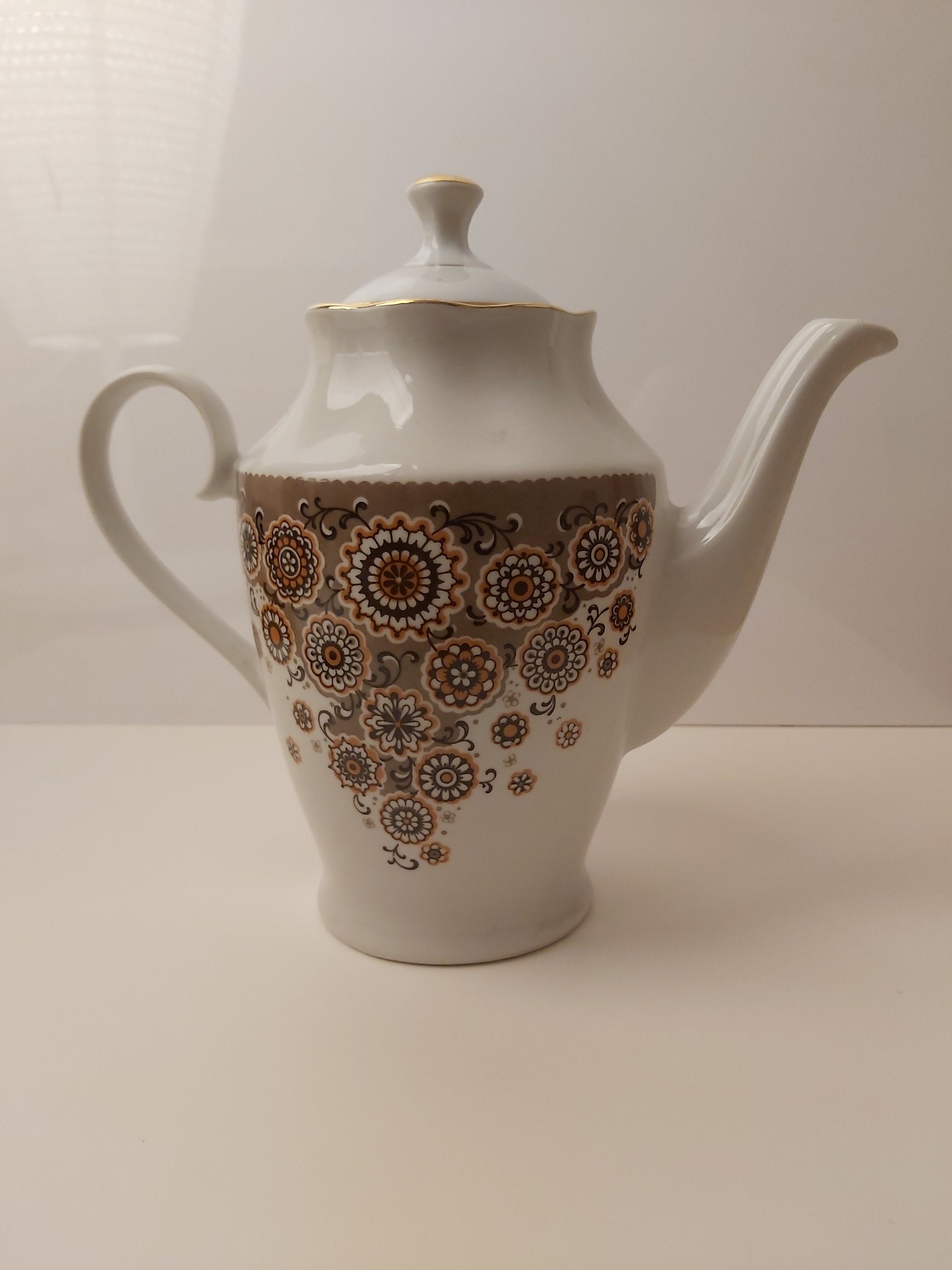 Vintage Porcelain tea pot Retro kitchen decor Made in USSR Etsy