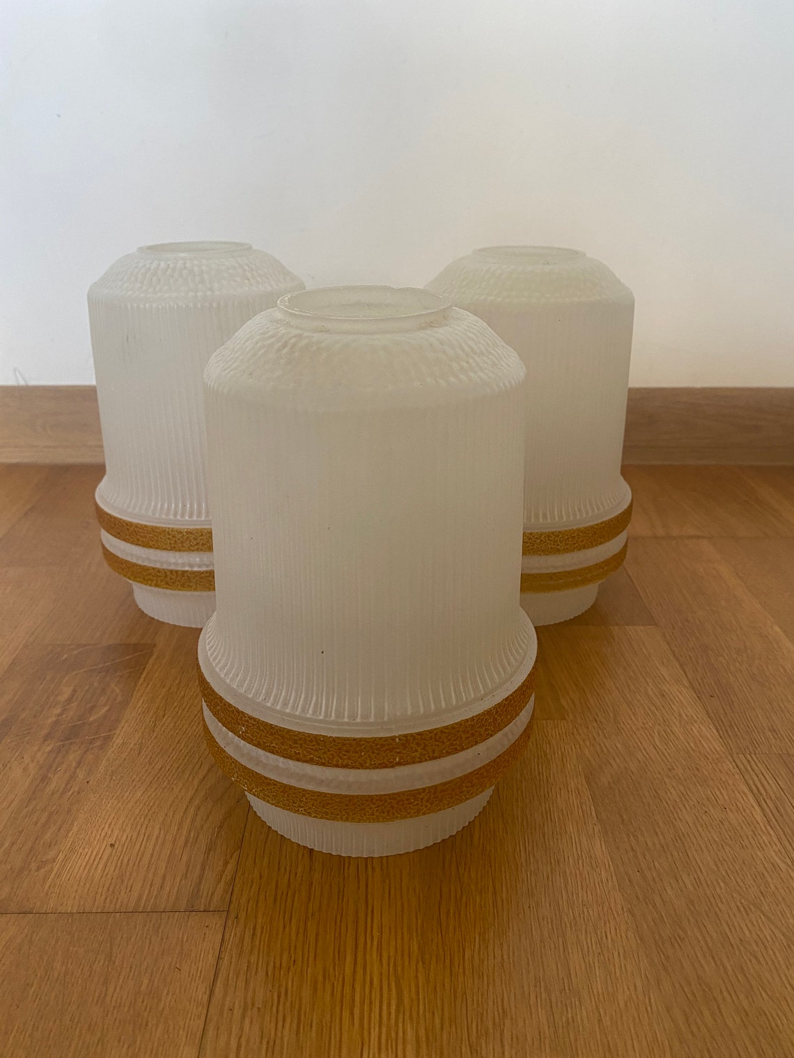 Vintage Lamp Shade Clear Pressed Glass Round Ceiling Pendant Etsy