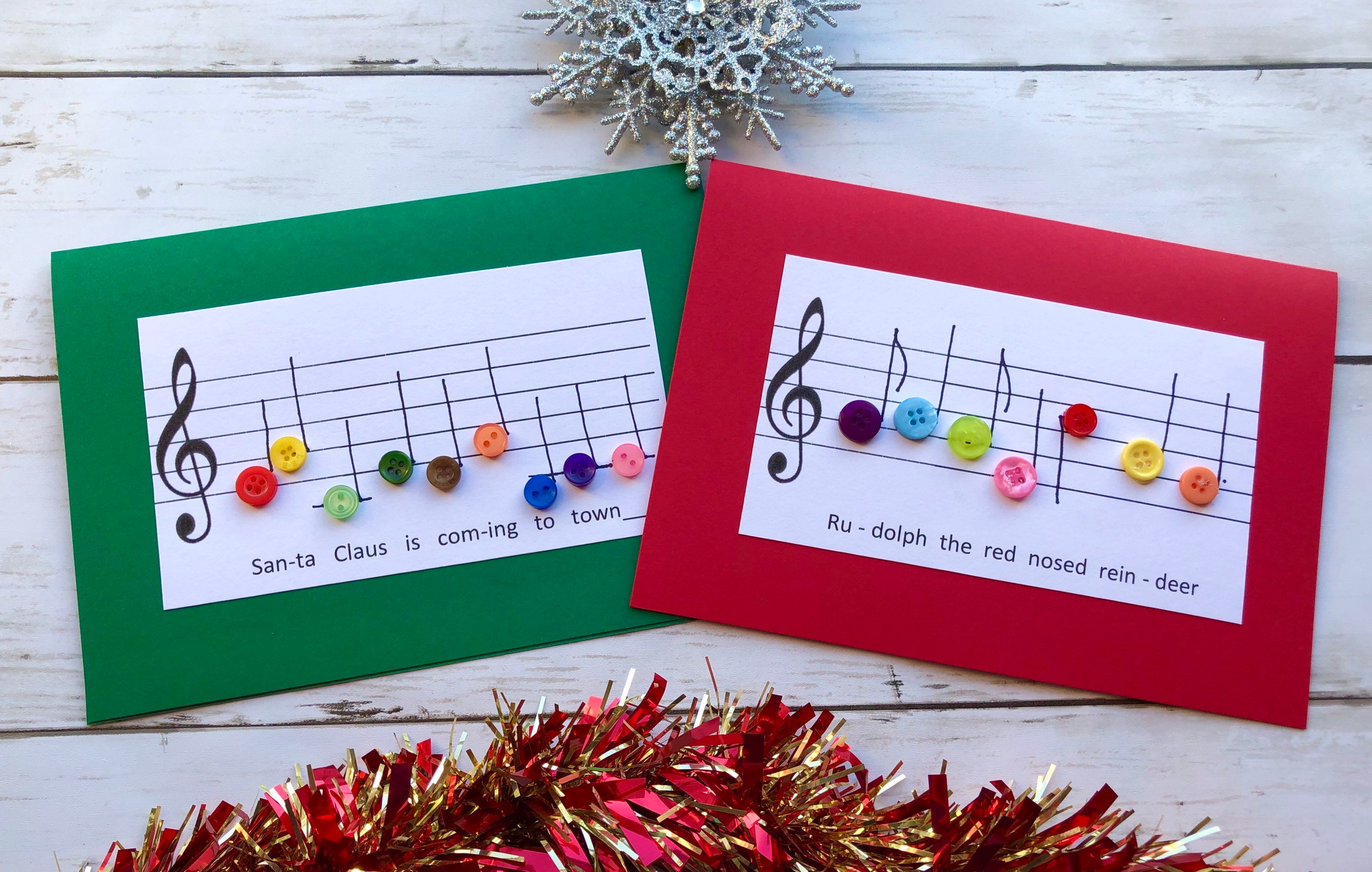 A pack of 5 Musical Christmas Card Etsy