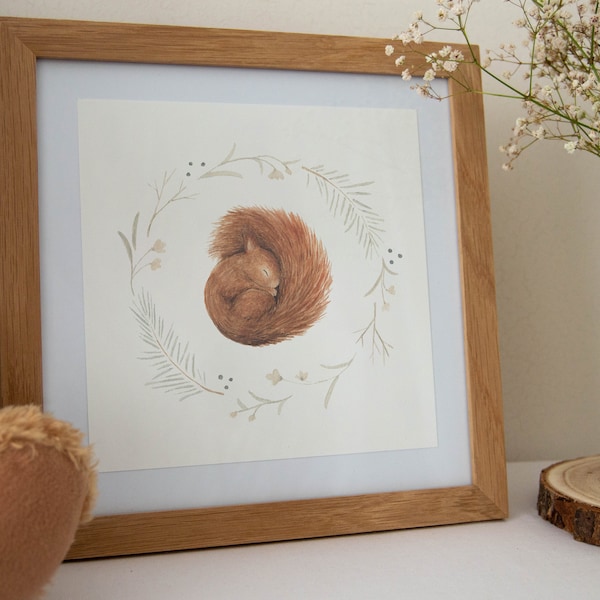 Baby squirrel nursery print