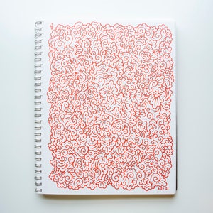 Orange swirly doodle | zentangle art | Doodle art | technical illustration | affordable original art
