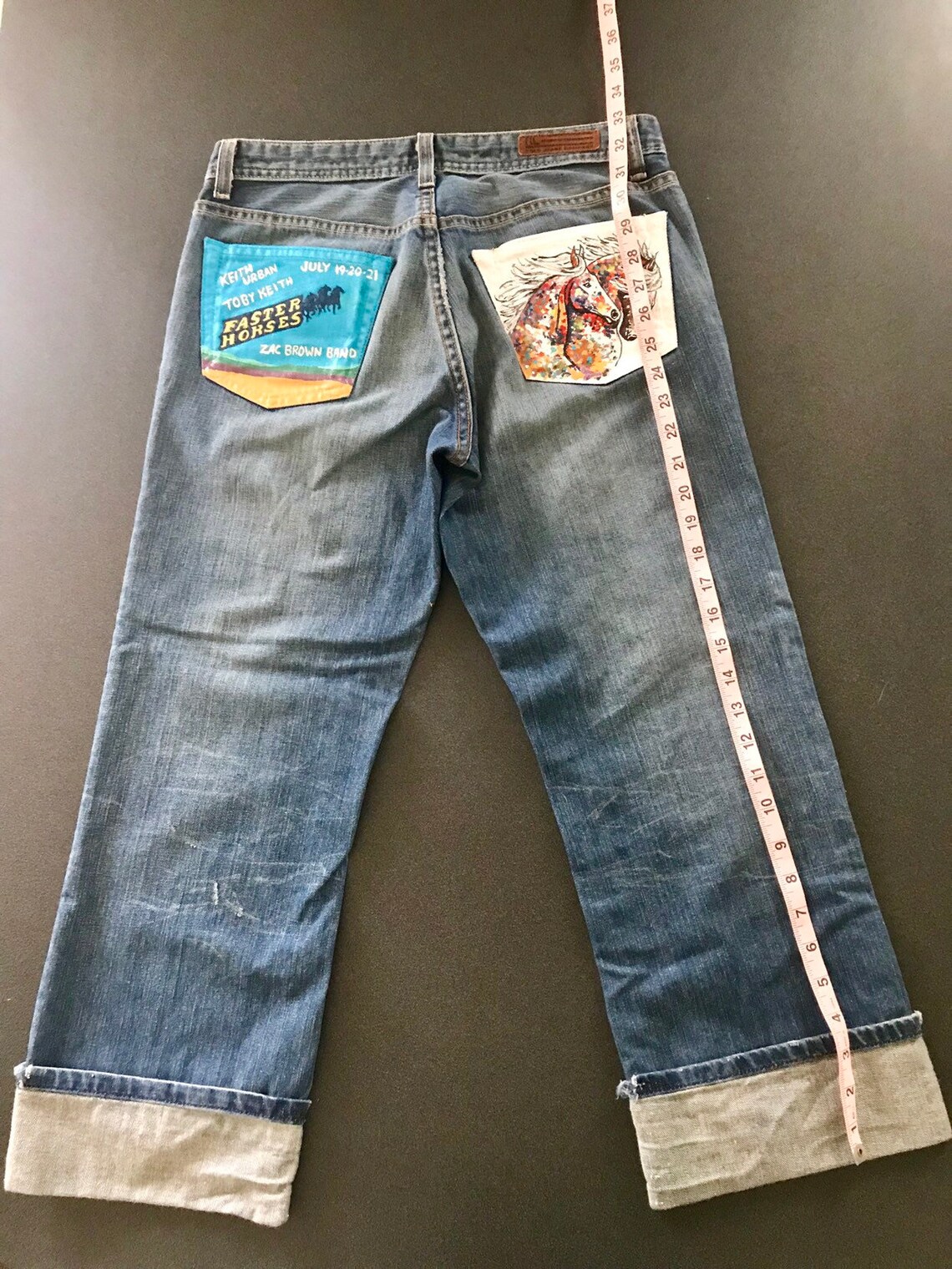 Faster horses painted jeans size 6 Etsy