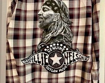 Willie Nelson hand painted flannel