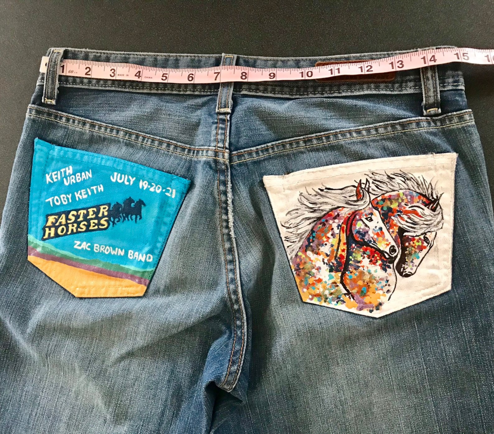 Faster horses painted jeans size 6 Etsy