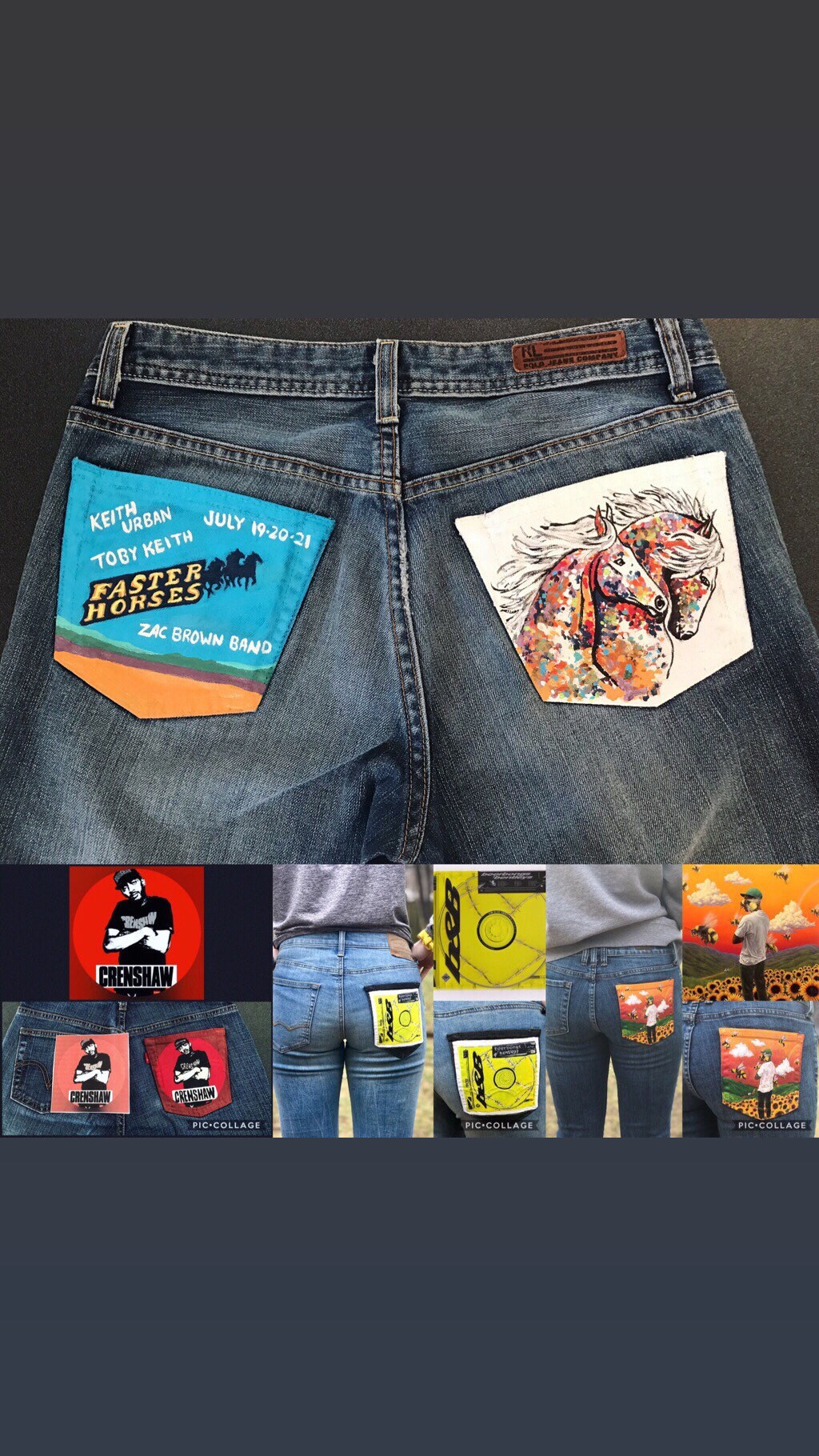 Faster horses painted jeans size 6 Etsy