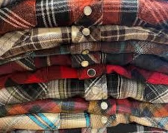 Camicia in flanella Mystery Plaid, regular e oversize, con bottoni, per uomo e donna