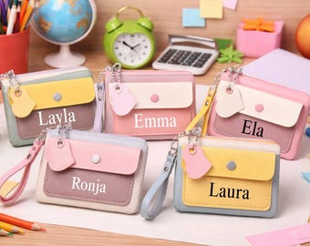 Kinder Geldbörse personalisiert Portmonnaie Geschenkidee für Kinder Einschulung Schule Kita Kindergeschenke Anhänger Clutch Kartenetui Münze