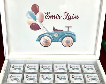 from 24x Noble Madlen Chocolate in a Premium Box, Chocolate Box, Guest Gifts, Baptism, Wedding, Birth, Birthday, Personalized Chocolate