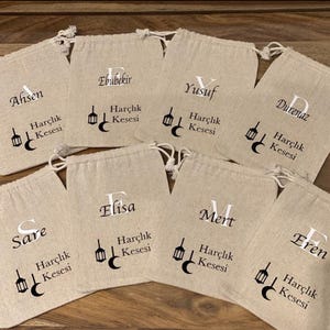 Borsa con nome Borse Bayram Ramadan Borse per bambini Ramazan Borse Ramazan Borsa per soldi Bayram Eid Ramadan Kareem Borsa di iuta Borsa di iuta
