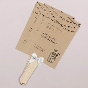 10x Ventaglio Matrimonio Bomboniere in carta Kraft Cartoline estive Fiocco Fan personalizzato Regalo ricordo Fan Matrimonio Testimone BBF
