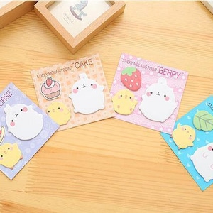 60x Kawaii Molang Notas pegajosas Dibujos animados Lindo 3 Patrón Bullet Journal Sticker Sticker Stickers Set Strawberry Muffins Chick Rocking Horse Cake