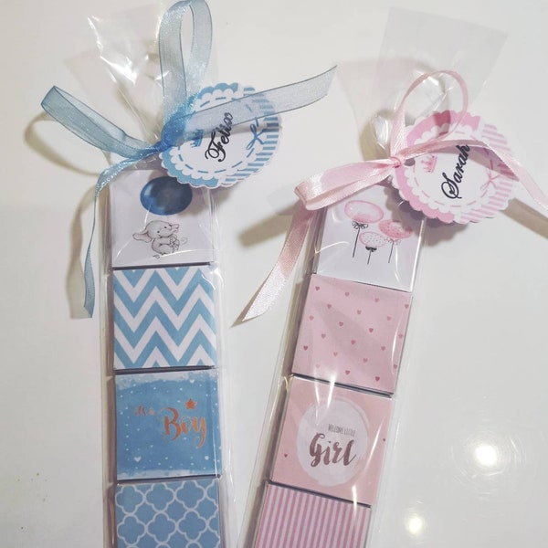 Madlen Edel Schokolade Gastgeschenke Geburt Baby Boy Girl Rosa Blau Giveaways