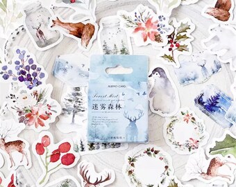 46x Sticker Etiketten Kawaii Memory Card FOREST MIST
