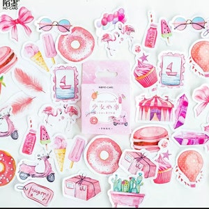 46x Sticker Etiketten Kawaii Memory Card PINK MOPED