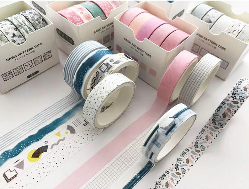 5x Washi Tapes Tapes 6 Pattern Penpal Journal Scrapbooking Decoration Notebook Planner Craft