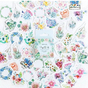 46x Sticker Etiketten Kawaii Memory Card FLOWERS