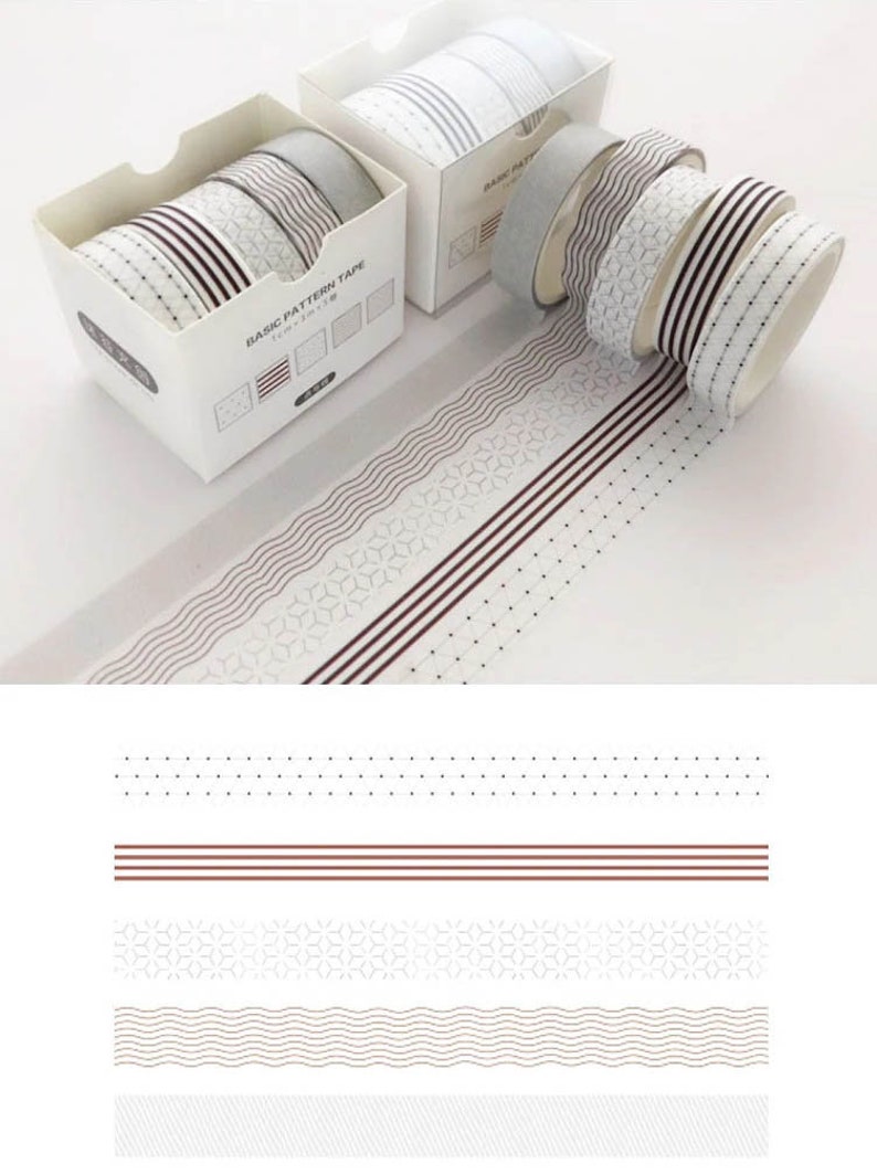 5x Washi Tapes Tapes 6 Pattern Penpal Journal Scrapbooking Decoration Notebook Planner Craft