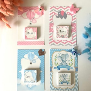 Chocolat + Cadeaux de cartes Cadeau personnalisé Noble Madlen Chocolat Baby Shower Party Naissance Baptême